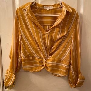 Yellow striped crop top